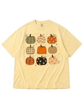 Comfort Colors Banana Yellow Pumpkin Grid Short Sleeve Tee